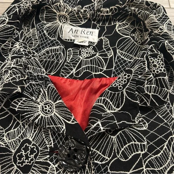 An Ren New York Women’s Linen Blazer Jacket Embroidered  Button Size Small - Picture 10 of 12